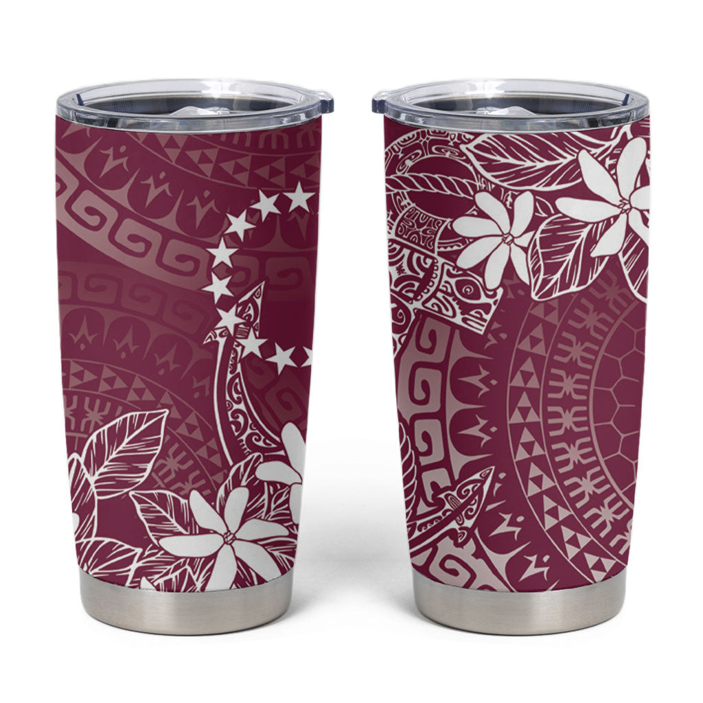 Maroon Kuki Airani Tapakau Tumbler Cup Tribal Anchor Mix Tiare