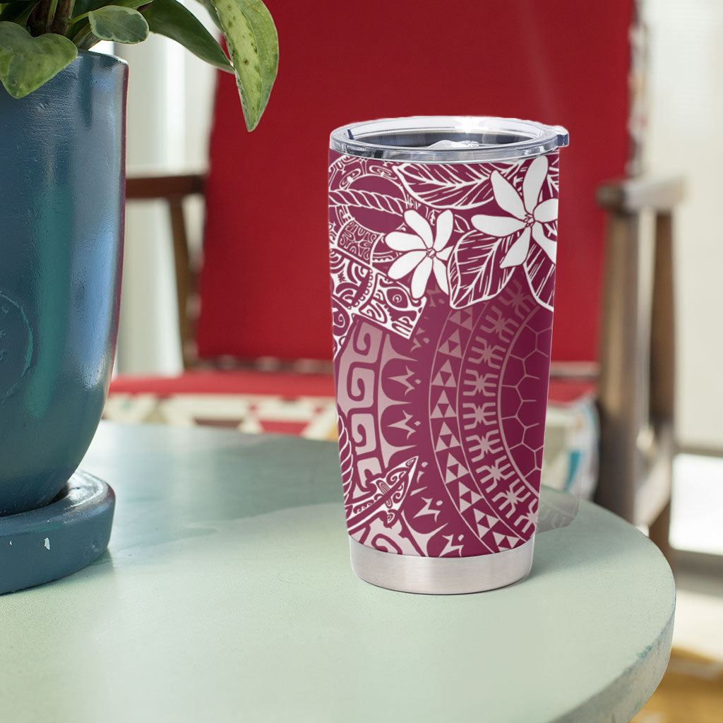 Maroon Kuki Airani Tapakau Tumbler Cup Tribal Anchor Mix Tiare