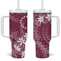 Maroon Kuki Airani Tapakau Tumbler With Handle Tribal Anchor Mix Tiare