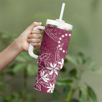 Maroon Kuki Airani Tapakau Tumbler With Handle Tribal Anchor Mix Tiare