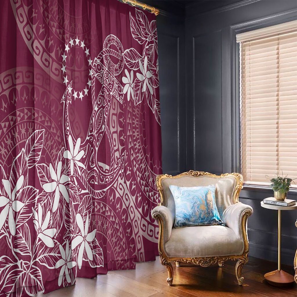 Maroon Kuki Airani Tapakau Window Curtain Tribal Anchor Mix Tiare