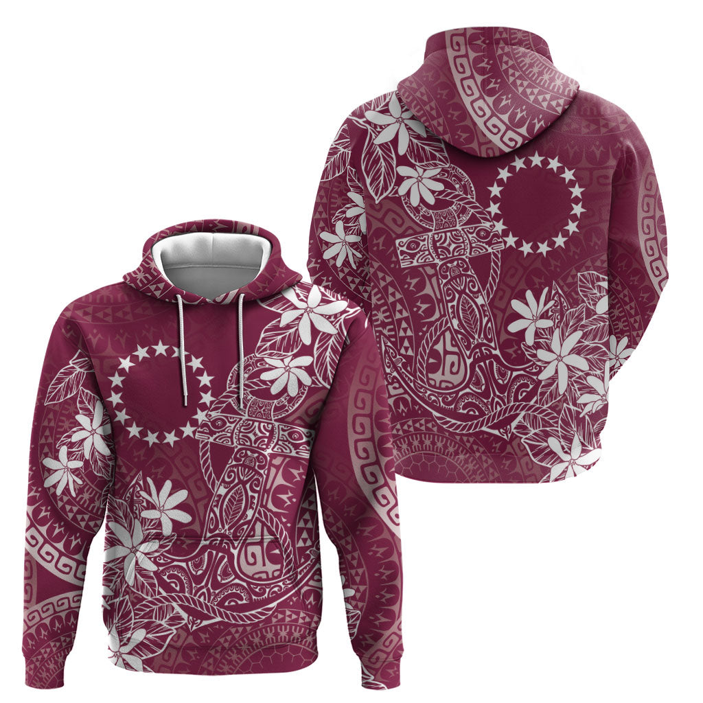 Maroon Kuki Airani Tapakau Zip Hoodie Tribal Anchor Mix Tiare