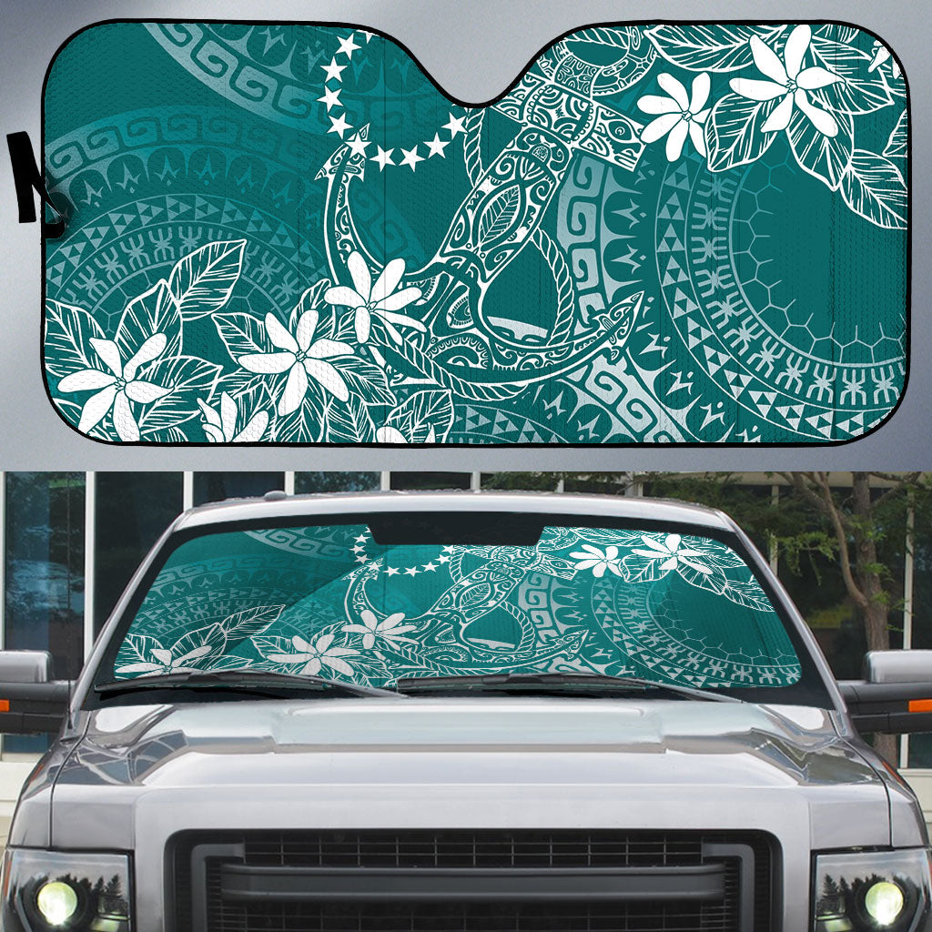 Teal Kuki Airani Tapakau Auto Sun Shade Tribal Anchor Mix Tiare