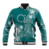 Teal Kuki Airani Tapakau Baseball Jacket Tribal Anchor Mix Tiare