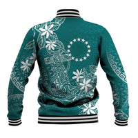 Teal Kuki Airani Tapakau Baseball Jacket Tribal Anchor Mix Tiare