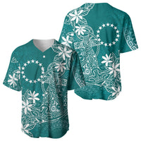 Teal Kuki Airani Tapakau Baseball Jersey Tribal Anchor Mix Tiare