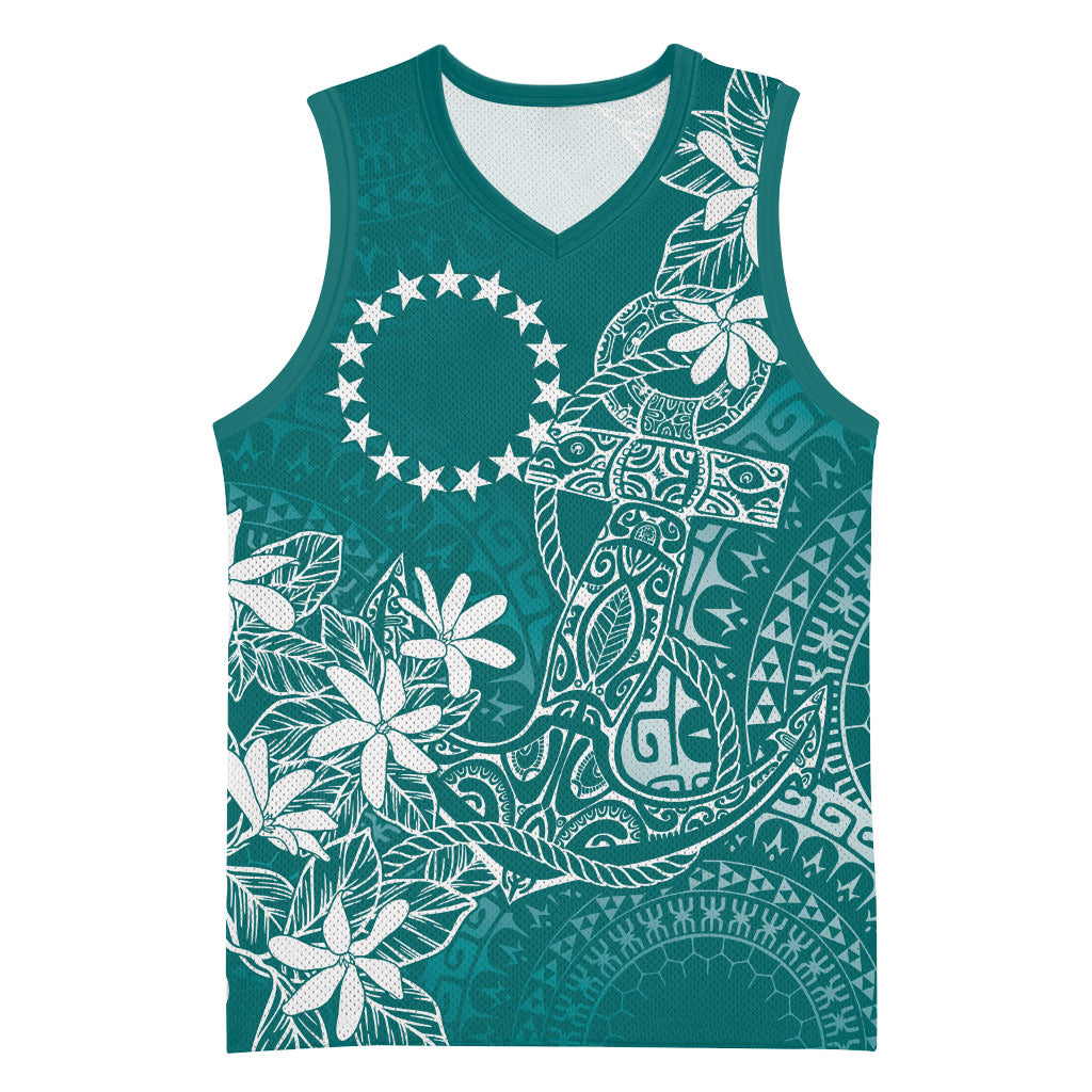 Teal Kuki Airani Tapakau Basketball Jersey Tribal Anchor Mix Tiare LT7 Unisex Teal - Polynesian Pride