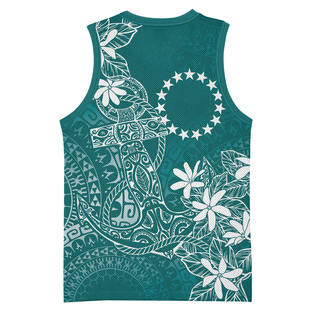 Teal Kuki Airani Tapakau Basketball Jersey Tribal Anchor Mix Tiare LT7 - Polynesian Pride