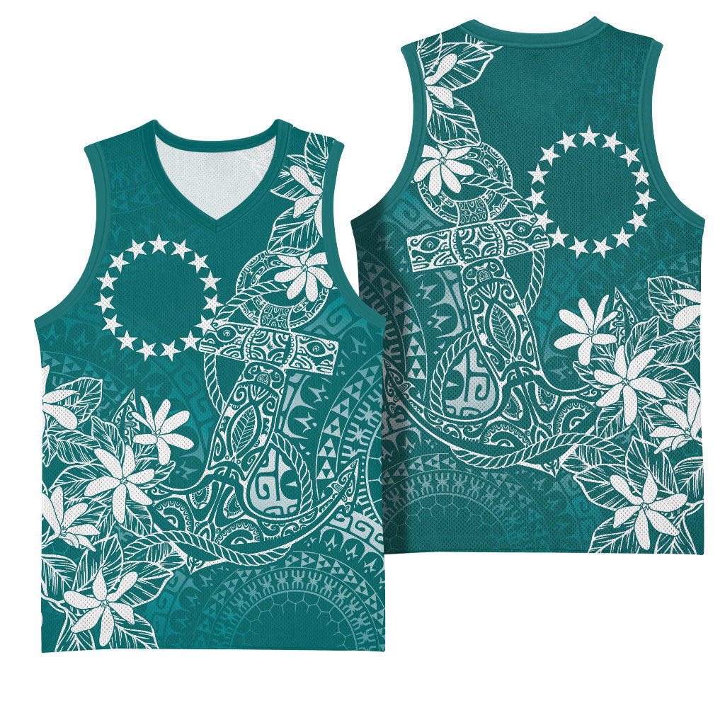 Teal Kuki Airani Tapakau Basketball Jersey Tribal Anchor Mix Tiare LT7 - Polynesian Pride