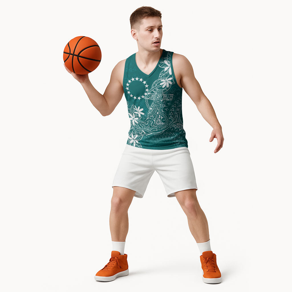Teal Kuki Airani Tapakau Basketball Jersey Tribal Anchor Mix Tiare LT7 - Polynesian Pride