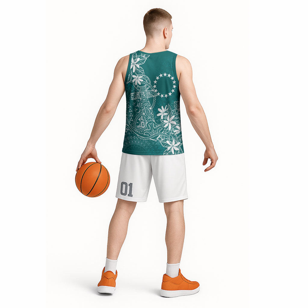 Teal Kuki Airani Tapakau Basketball Jersey Tribal Anchor Mix Tiare LT7 - Polynesian Pride