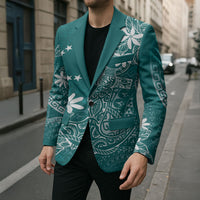 Teal Kuki Airani Tapakau Blazer Tribal Anchor Mix Tiare