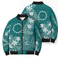 Teal Kuki Airani Tapakau Bomber Puffer Jacket Tribal Anchor Mix Tiare