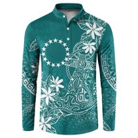 Teal Kuki Airani Tapakau Button Sweatshirt Tribal Anchor Mix Tiare