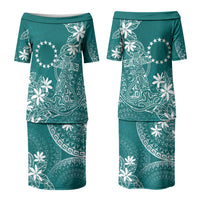 Teal Kuki Airani Tapakau Couples Matching Puletasi and Hawaiian Shirt Tribal Anchor Mix Tiare LT7 - Polynesian Pride
