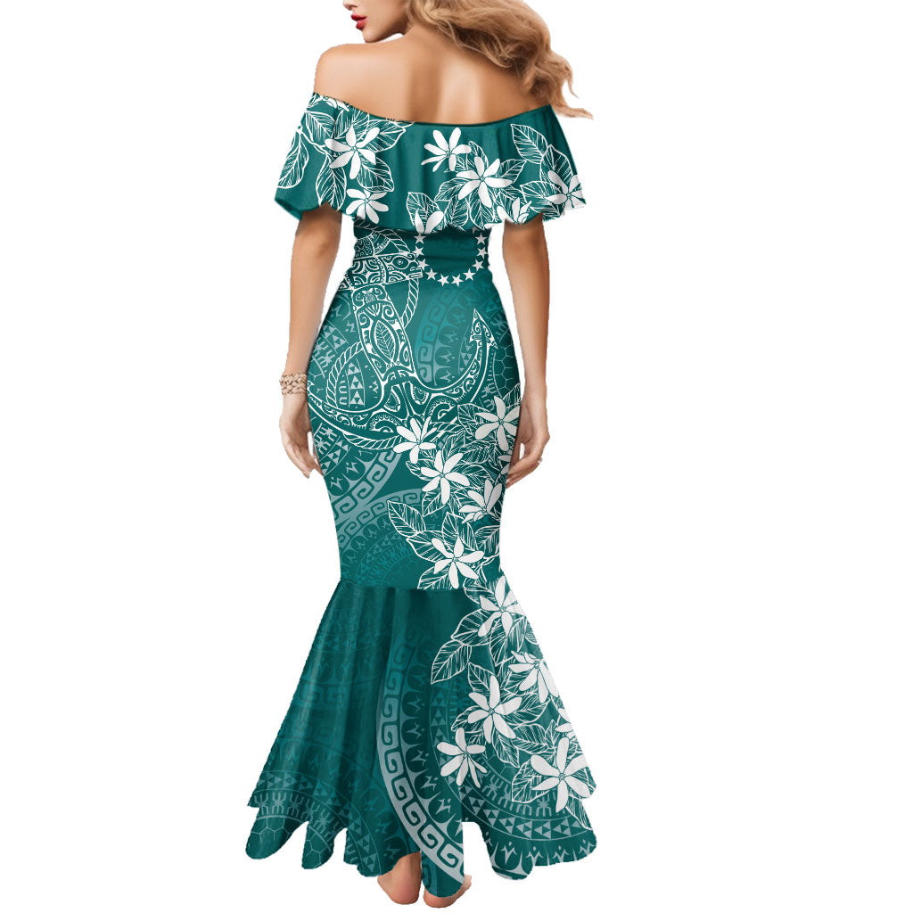 Teal Kuki Airani Tapakau Family Matching Mermaid Dress and Hawaiian Shirt Tribal Anchor Mix Tiare LT7 - Polynesian Pride