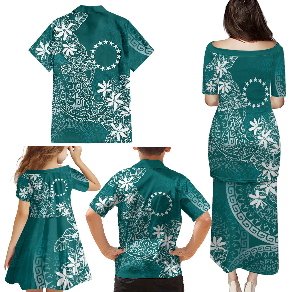 Teal Kuki Airani Tapakau Family Matching Puletasi and Hawaiian Shirt Tribal Anchor Mix Tiare LT7 - Polynesian Pride