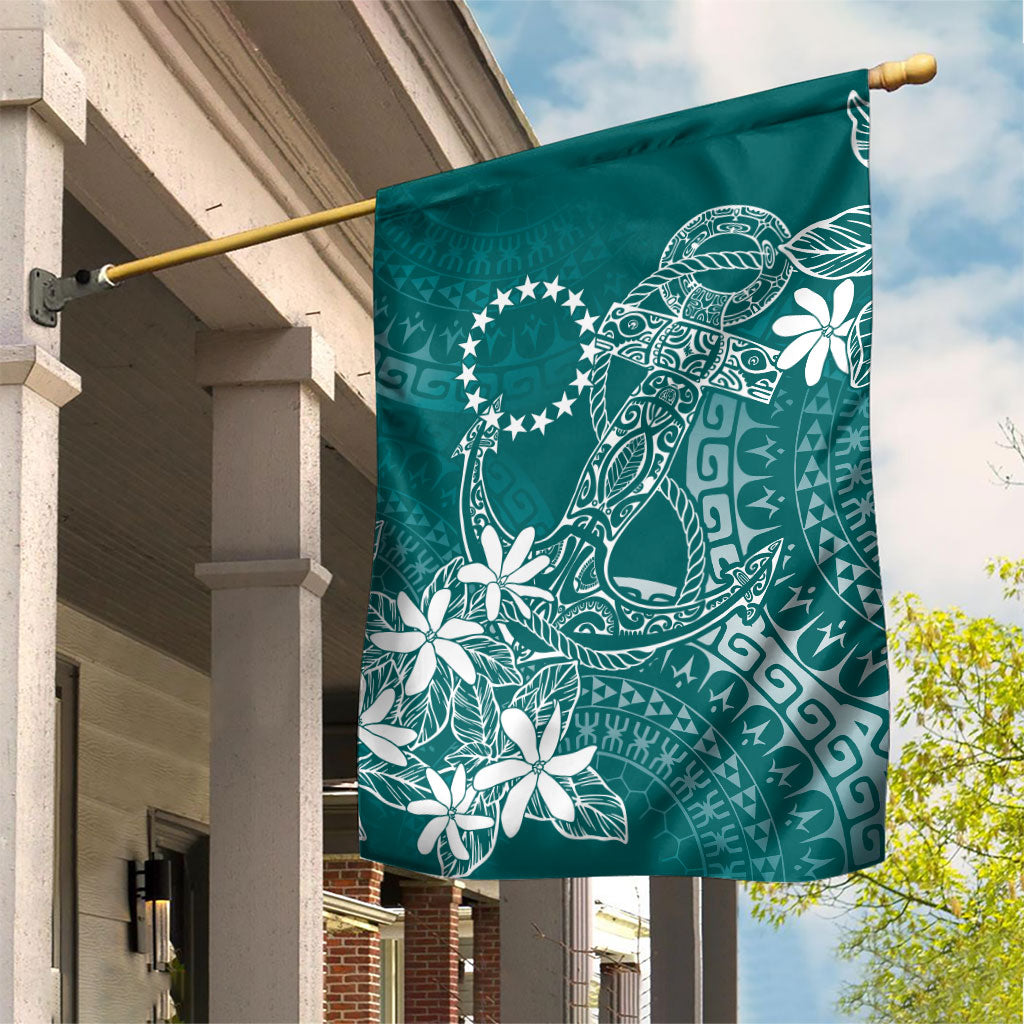 Teal Kuki Airani Tapakau Garden Flag Tribal Anchor Mix Tiare