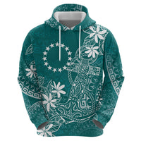 Teal Kuki Airani Tapakau Hoodie Tribal Anchor Mix Tiare