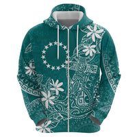 Teal Kuki Airani Tapakau Hoodie Tribal Anchor Mix Tiare
