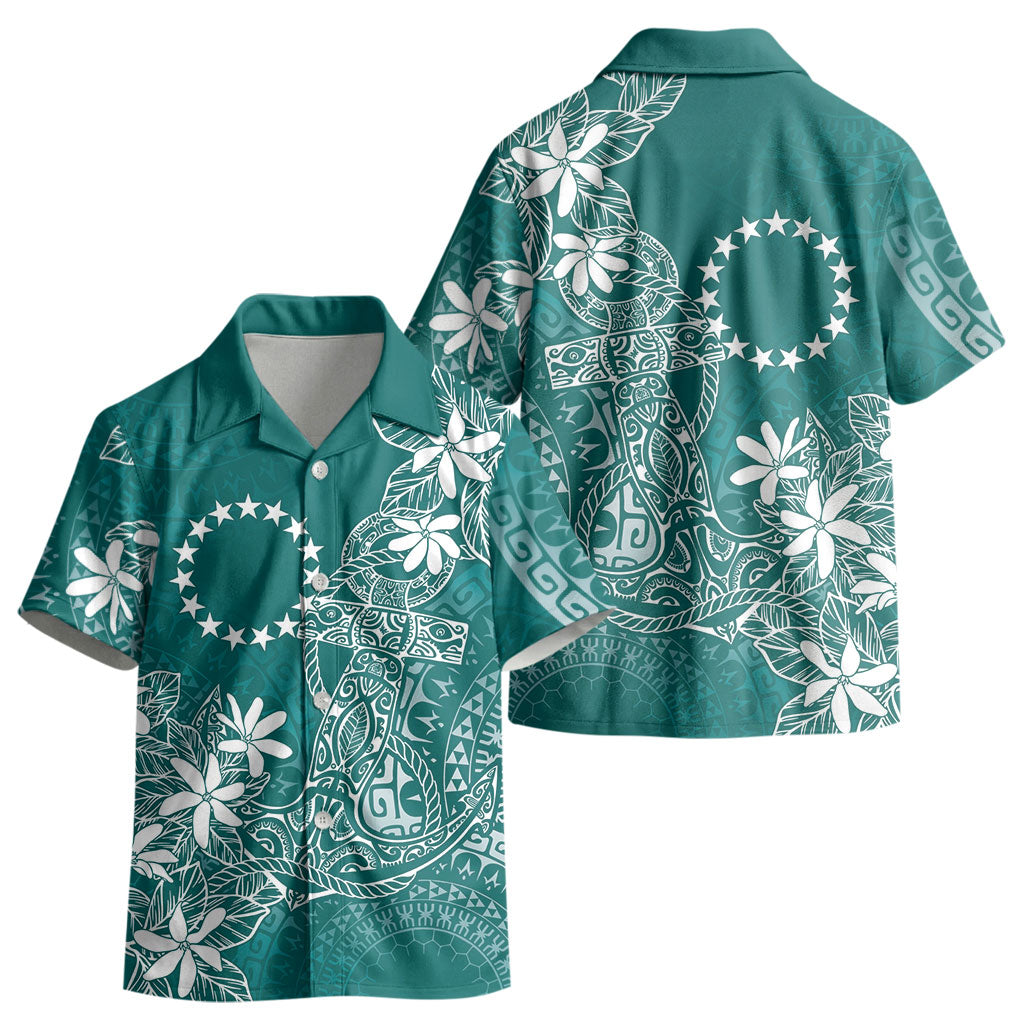 Teal Kuki Airani Tapakau Kid Hawaiian Shirt Tribal Anchor Mix Tiare LT7 - Polynesian Pride
