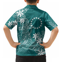Teal Kuki Airani Tapakau Kid Hawaiian Shirt Tribal Anchor Mix Tiare LT7 - Polynesian Pride