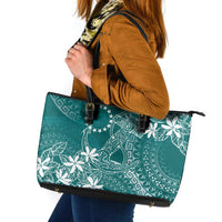 Teal Kuki Airani Tapakau Leather Tote Bag Tribal Anchor Mix Tiare