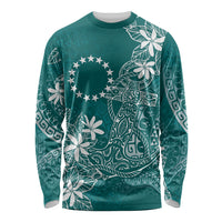 Teal Kuki Airani Tapakau Long Sleeve Shirt Tribal Anchor Mix Tiare