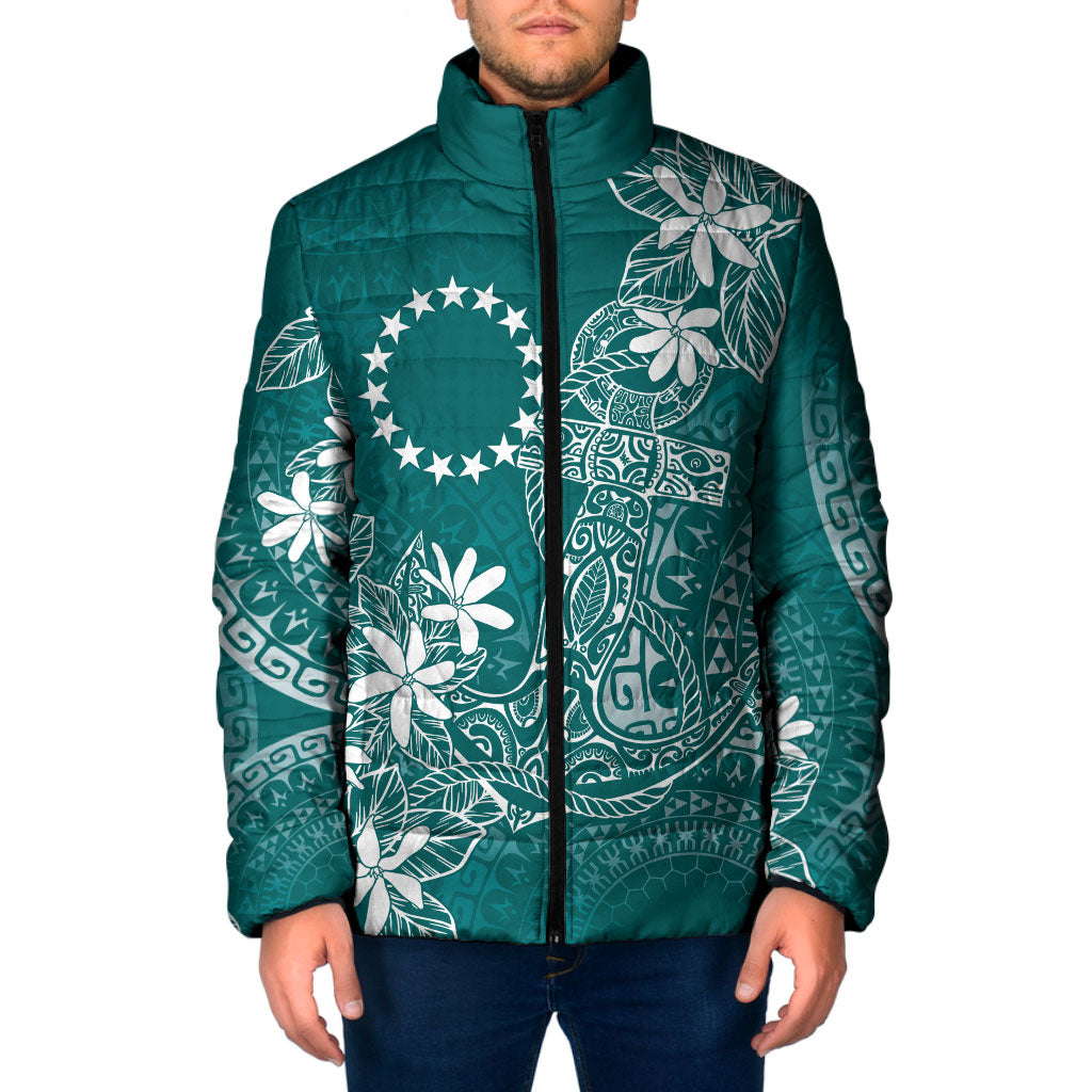 Teal Kuki Airani Tapakau Padded Jacket Tribal Anchor Mix Tiare
