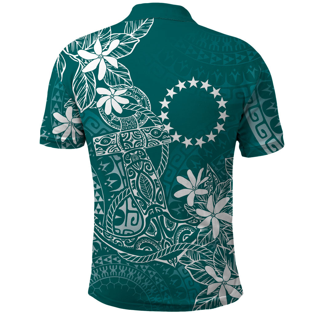 Teal Kuki Airani Tapakau Polo Shirt Tribal Anchor Mix Tiare