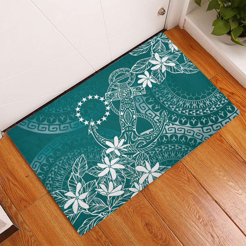 Teal Kuki Airani Tapakau Rubber Doormat Tribal Anchor Mix Tiare