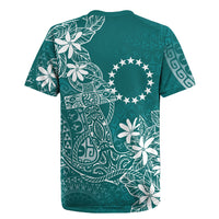 Teal Kuki Airani Tapakau Rugby Jersey Tribal Anchor Mix Tiare