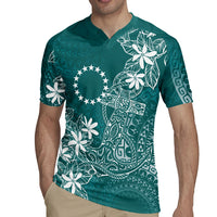 Teal Kuki Airani Tapakau Rugby Jersey Tribal Anchor Mix Tiare