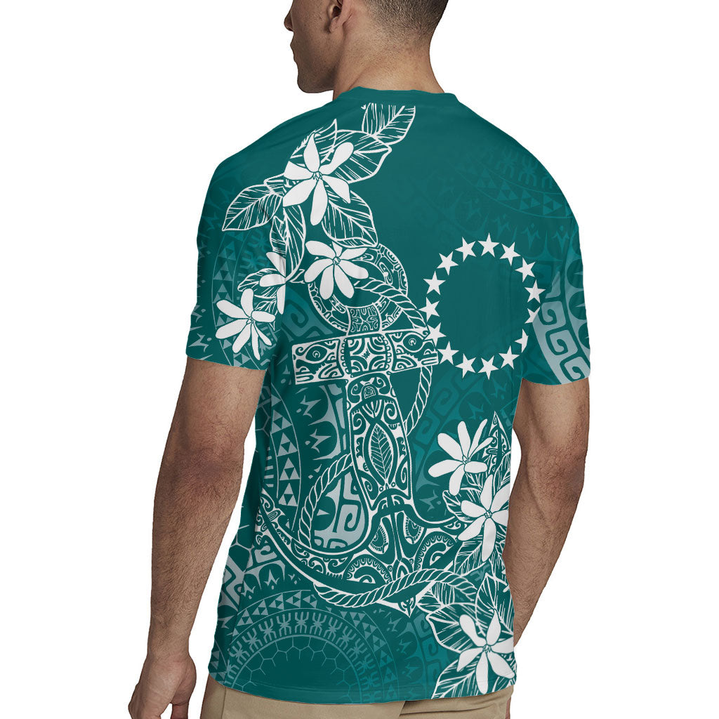 Teal Kuki Airani Tapakau Rugby Jersey Tribal Anchor Mix Tiare