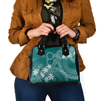 Teal Kuki Airani Tapakau Shoulder Handbag Tribal Anchor Mix Tiare