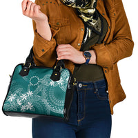 Teal Kuki Airani Tapakau Shoulder Handbag Tribal Anchor Mix Tiare