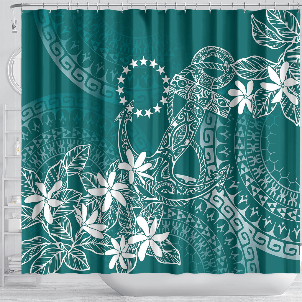 Teal Kuki Airani Tapakau Shower Curtain Tribal Anchor Mix Tiare