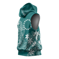 Teal Kuki Airani Tapakau Sleeveless Hoodie Tribal Anchor Mix Tiare LT7 - Polynesian Pride