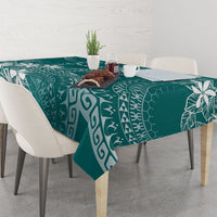 Teal Kuki Airani Tapakau Tablecloth Tribal Anchor Mix Tiare