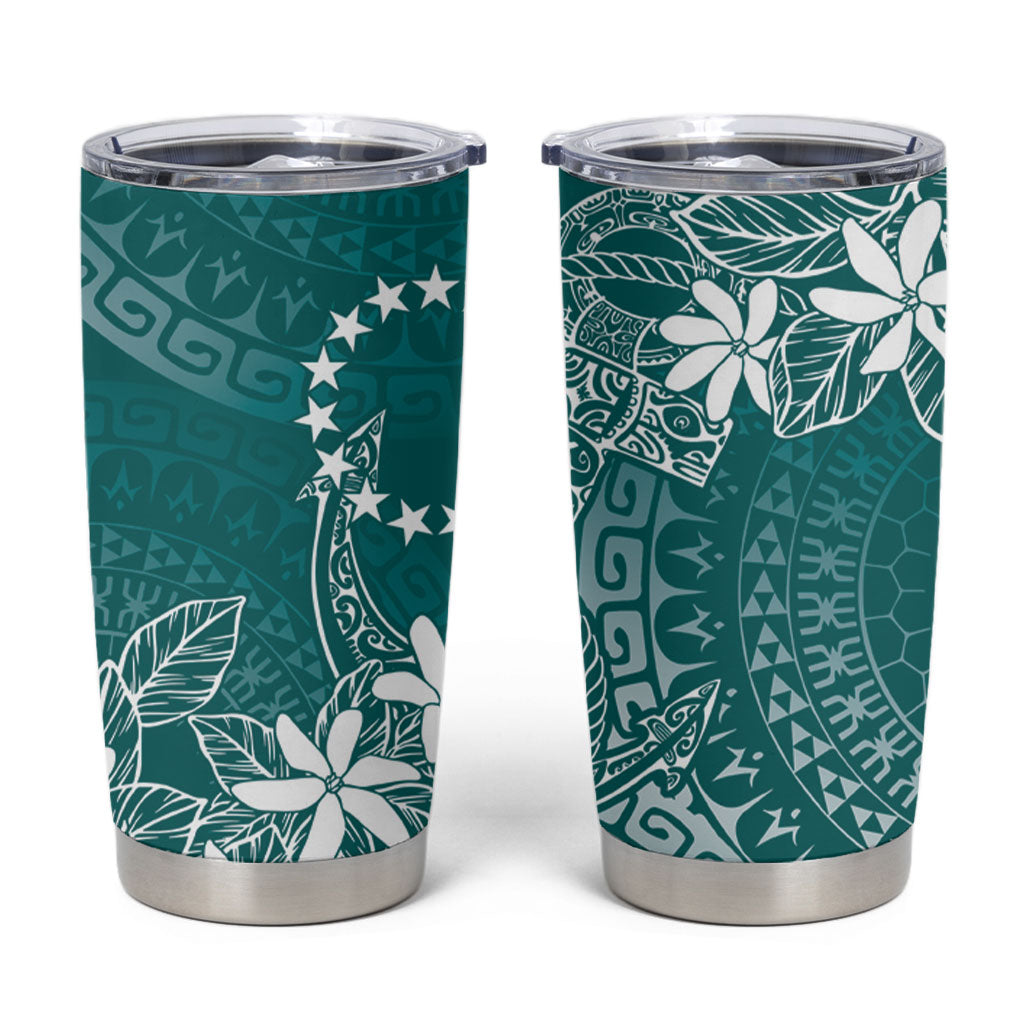 Teal Kuki Airani Tapakau Tumbler Cup Tribal Anchor Mix Tiare