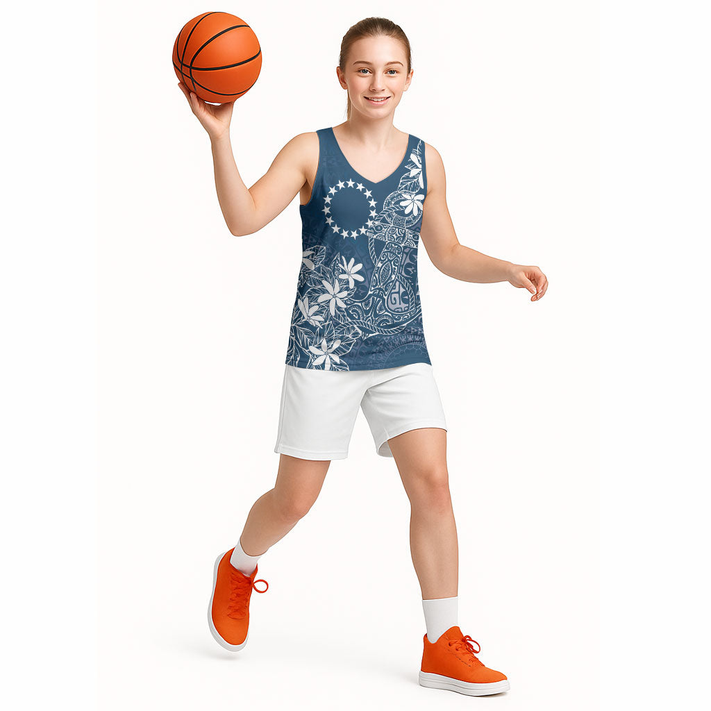 Navy Kuki Airani Tapakau Basketball Jersey Tribal Anchor Mix Tiare