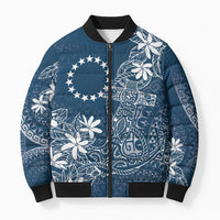 Navy Kuki Airani Tapakau Bomber Puffer Jacket Tribal Anchor Mix Tiare