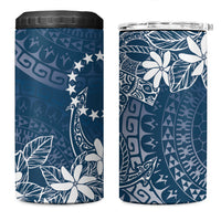 Navy Kuki Airani Tapakau 4 in 1 Can Cooler Tumbler Tribal Anchor Mix Tiare