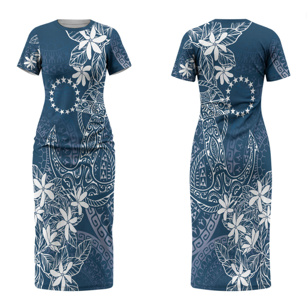 Navy Kuki Airani Tapakau Couples Matching Short Sleeve Bodycon Dress and Hawaiian Shirt Tribal Anchor Mix Tiare LT7 - Polynesian Pride