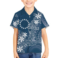 Navy Kuki Airani Tapakau Family Matching Off Shoulder Short Dress and Hawaiian Shirt Tribal Anchor Mix Tiare LT7 Son's Shirt Navy - Polynesian Pride