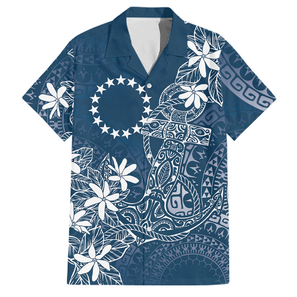 Navy Kuki Airani Tapakau Family Matching Puletasi and Hawaiian Shirt Tribal Anchor Mix Tiare LT7 Dad's Shirt - Short Sleeve Navy - Polynesian Pride
