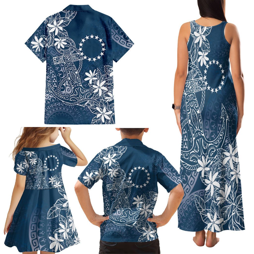 Navy Kuki Airani Tapakau Family Matching Tank Maxi Dress and Hawaiian Shirt Tribal Anchor Mix Tiare LT7 - Polynesian Pride