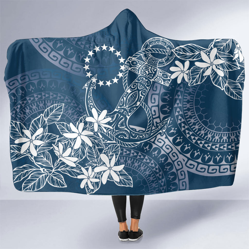 Navy Kuki Airani Tapakau Hooded Blanket Tribal Anchor Mix Tiare