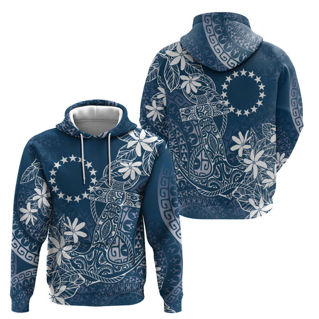 Navy Kuki Airani Tapakau Hoodie Tribal Anchor Mix Tiare