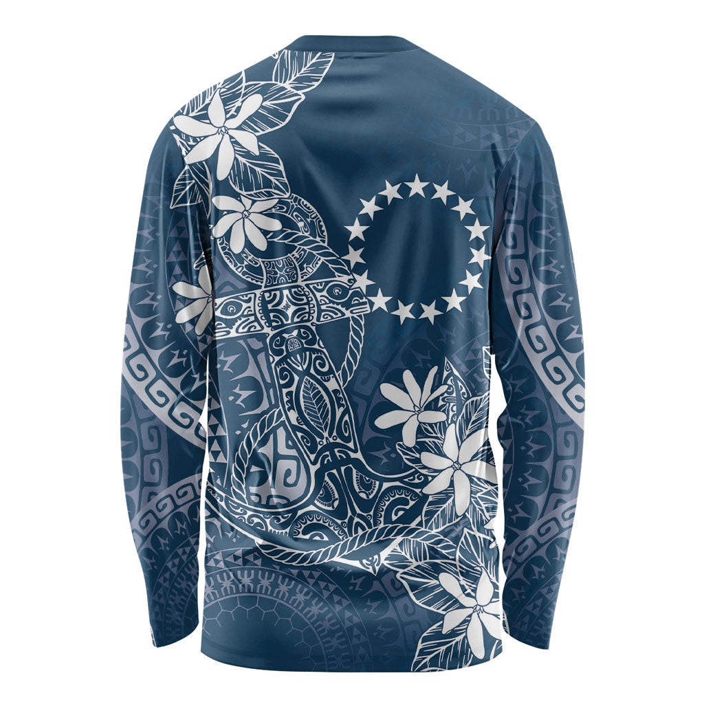 Navy Kuki Airani Tapakau Long Sleeve Shirt Tribal Anchor Mix Tiare
